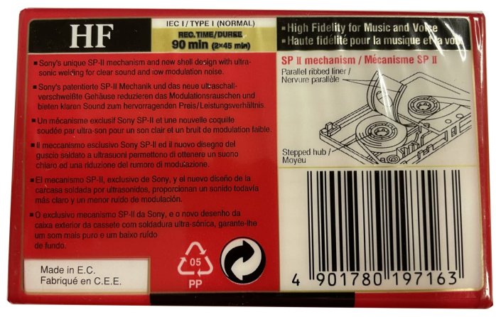 detail Audiokazeta SONY HF 90 min. Normal Bias