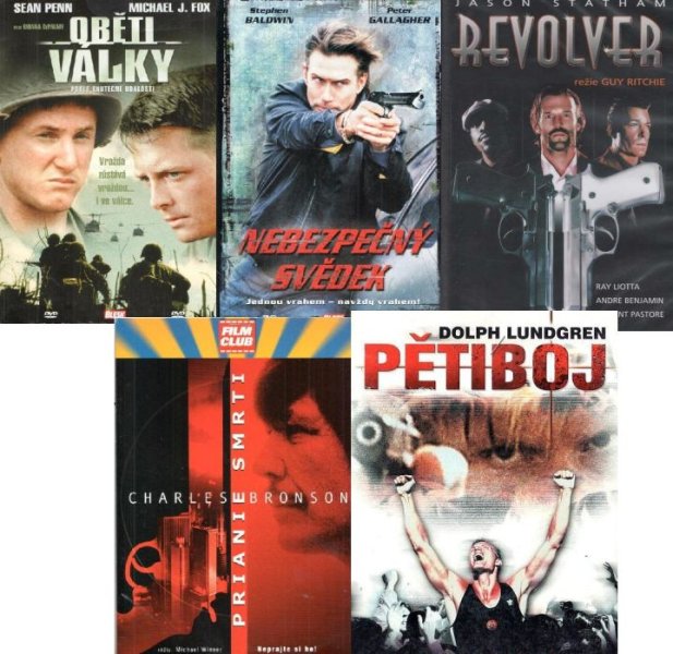 detail Kolekce 5 DVD pošetky(Oběti v., Nebezpečný sv., Revolver., Přání smr.,Pětiboj)